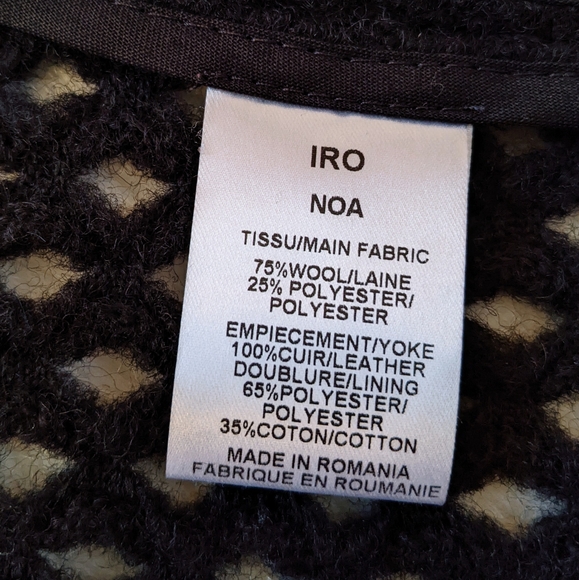 IRO Black Open Knit Noa Leather Trim Moto Jacket | Size 36 - Picture 7 of 15